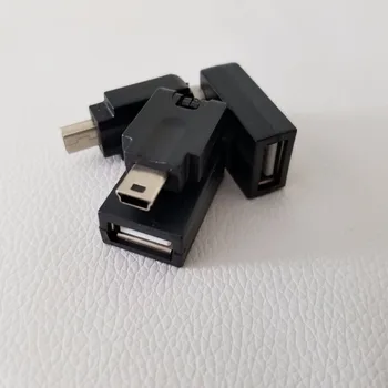 

10pcs/lot 360 Degree USB Mini B 5Pin Male to USB A Female Adapter Rotation Car Converter Connector for Car Music Mobile Phone