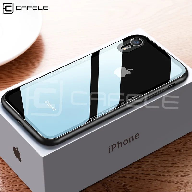 

CAFELE Tempered Glass Case for iphone Xr Xs Max X Transparent Cover for iphone Xr Xs Max X Ultra Smooth TPU Edge Glass Back Case