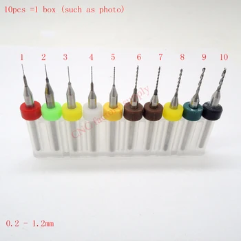 

10pcs/Set HighQuality Hard Alloy PCB Print Circuit Board Carbide Micro Drill Bits Tool 0.2 to 1.2mm for SMT CNC