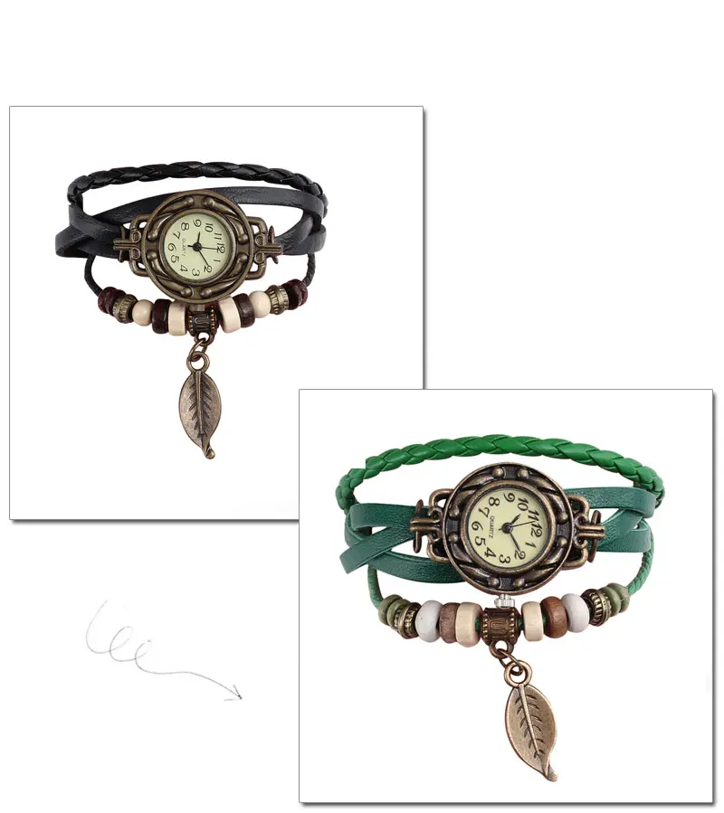 Многоцветные высококачественные женские винтажные кварцевые часы из натуральной кожи под платье, браслет, наручные часы, подарок на Рождество