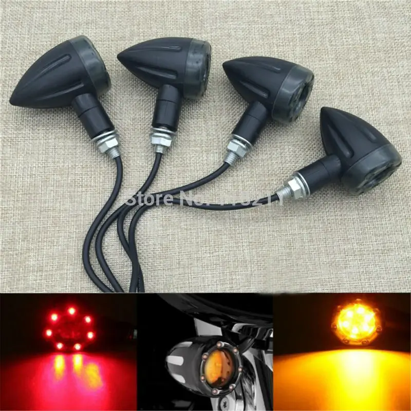

MOTOWOLF 4x Universal Motorcycle LED Amber Lamp Rear Turn Signal Brake lights Indicators