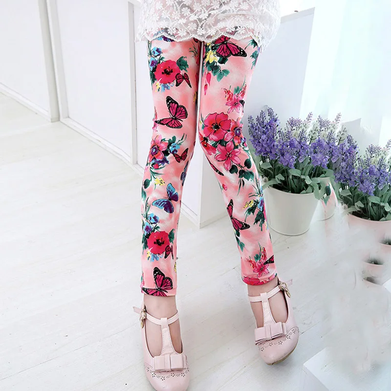 

Multi Color Girl Pants Printing Flower Children Pants Autumn Kids Leggings Skinny Girls Leggings Kids Clothing
