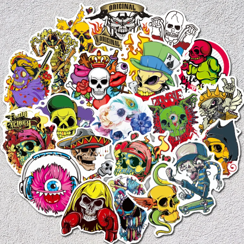 

AQK 50Pcs/Set Horror Stickers Rock Cool Terror Sticker For DIY Skateboard Luggage Laptop Bicycle Motorcycle Car Styling Decals