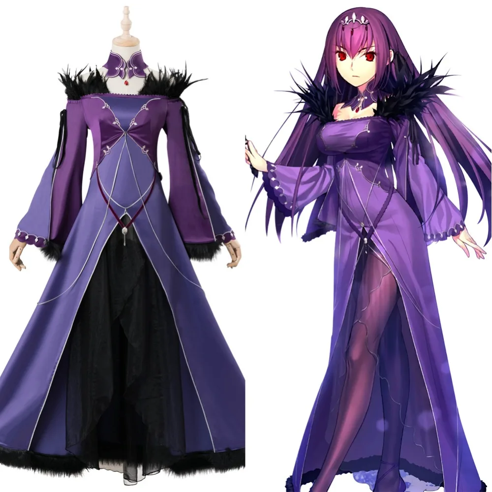 [Сток] аниме Fate Grand Order Caster Scathach фиолетовая форма Скади косплей костюм, полный набор Хэллоуин новинка