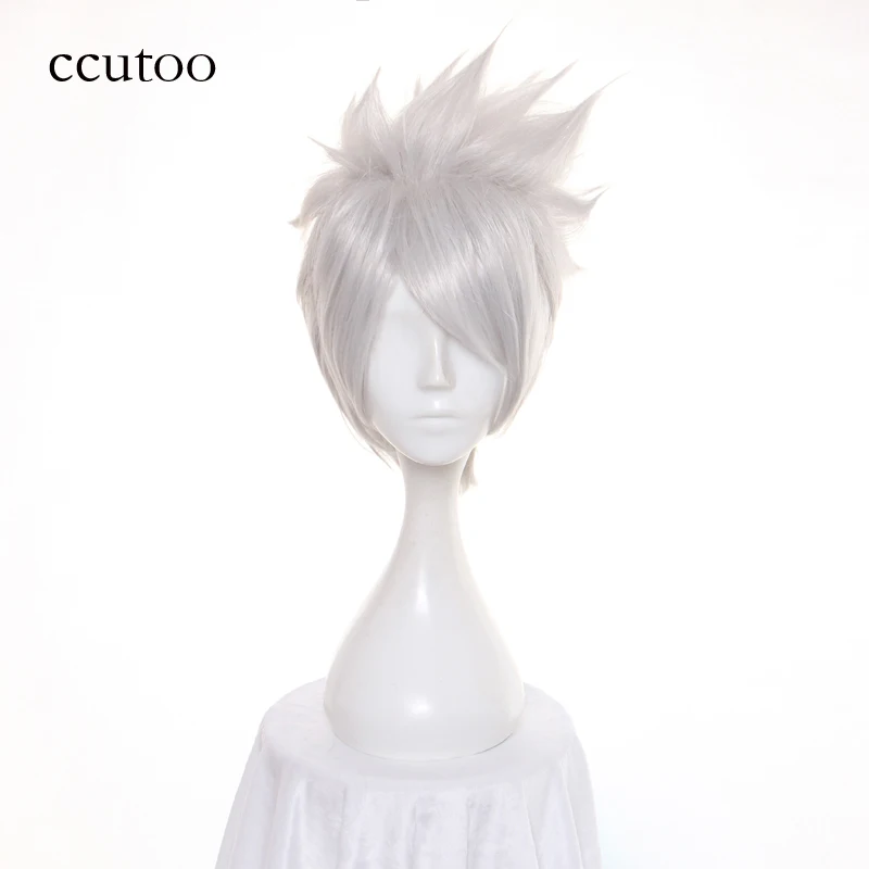 ccutoo 12" Silver Grey Short Fluffy Layered Synthetic Hair Hatake