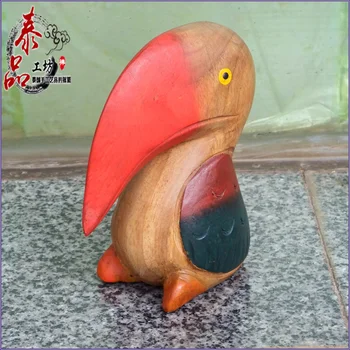 

Thailand wood carving handicraft ornaments southeast Toucan desk furnishings home ornaments, desktop decorations(A127)