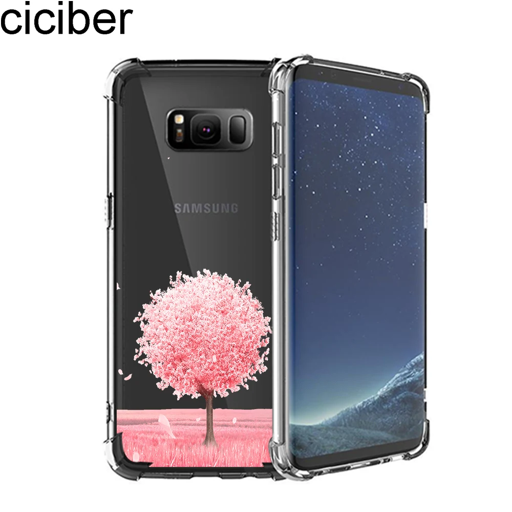 

ciciber Cute Animal Cat Flower For Samsung Galaxy S8 Airbag Drop Protection Phone Case Transparent Silicone TPU Cover Fundas