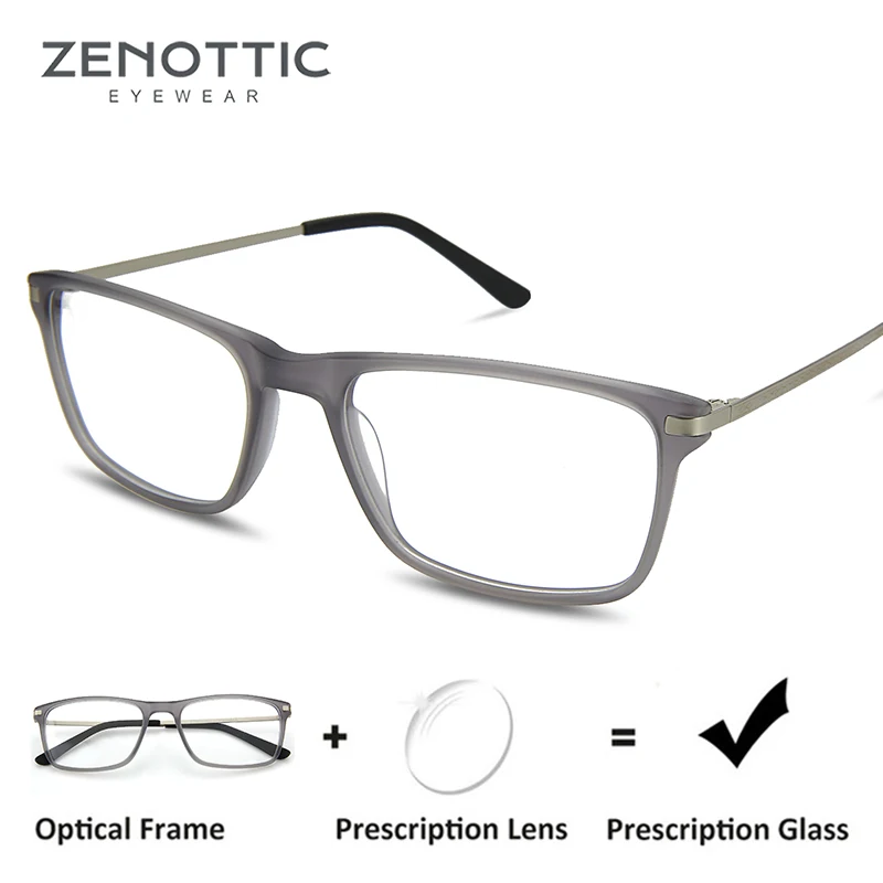 Zenottic Rectangle Prescription Glasses Frame Men Transparent Optical