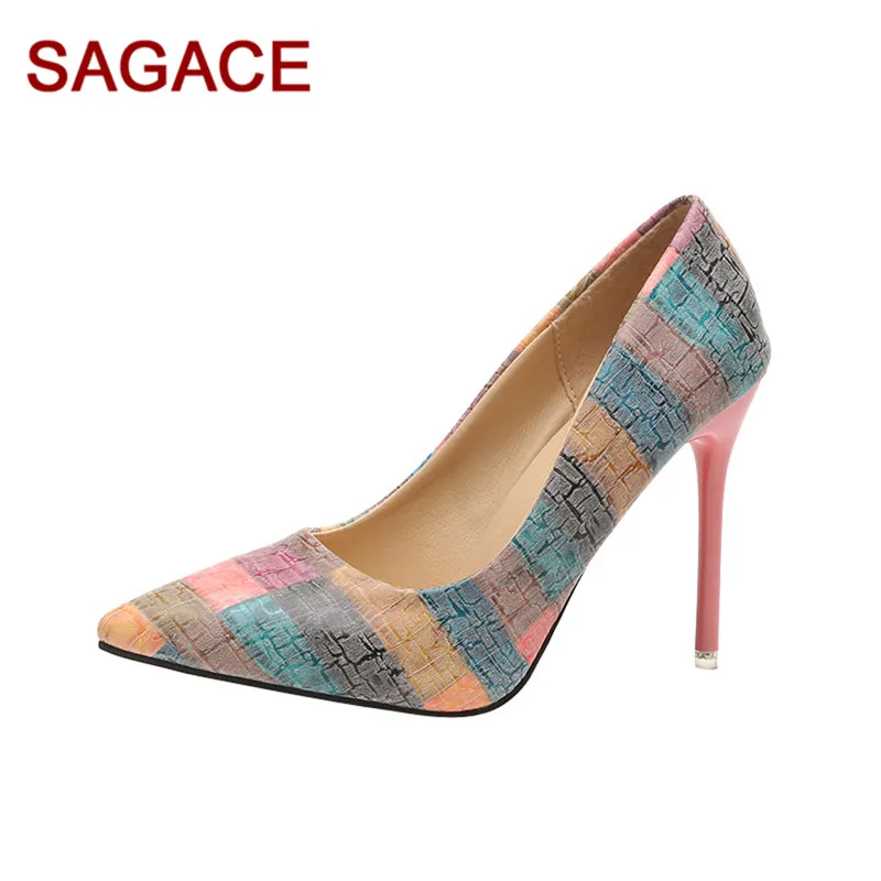 

GGHB@Women's Fashion Thin Heels Shoes Wild Mixed Colors Shallow High Heels Shoes
