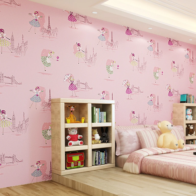 10m*53cm Cute Kids Room Non-woven Wallpaper Ballet Princess Room Cartoon  Wall Paper Korean Pink Bedroom Boys Girl Paris Tower - Wallpapers -  AliExpress