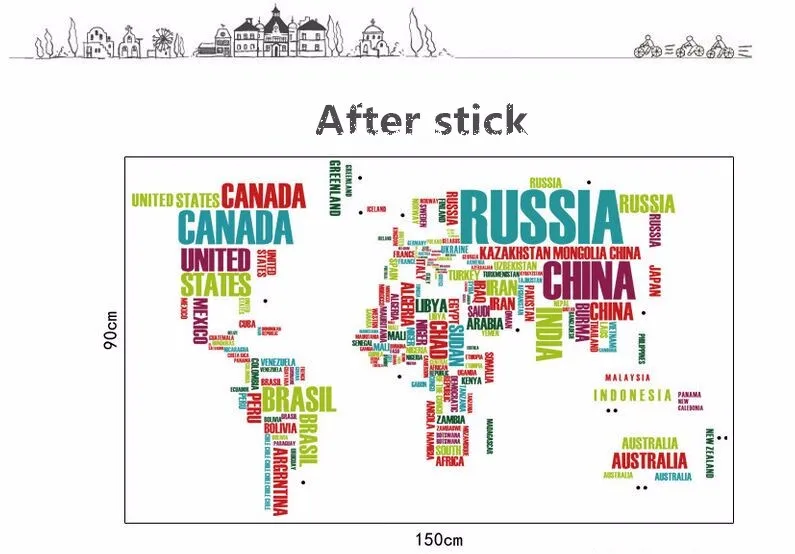 2 قطعة/المجموعة بلد خريطة العالم الجدار ملصق ديكور المكاتب المنزلية نوم للأطفال الجدار ملصق diy تزيين المنزل