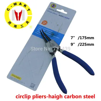 

C-MART 7"/9"/ Inch Retainer pliers Circlip Plier Multifunction Shaft Clamp Ring pliers by Curved straight tip external/intern