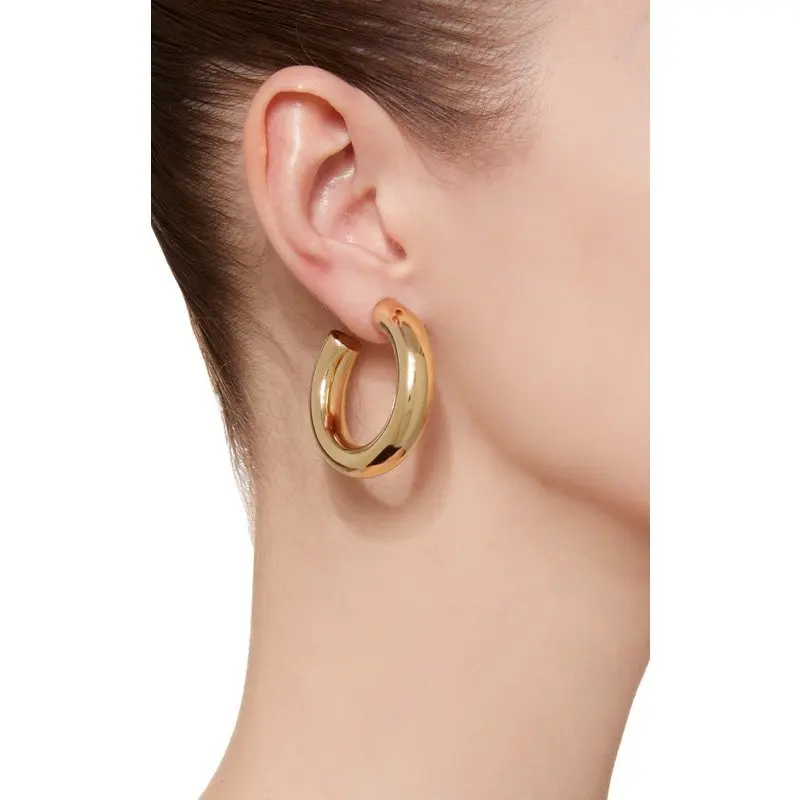 

New polished gold color round tube creole earrings gothic hiphop half circle hoops earrings gifts for women punk jewelry