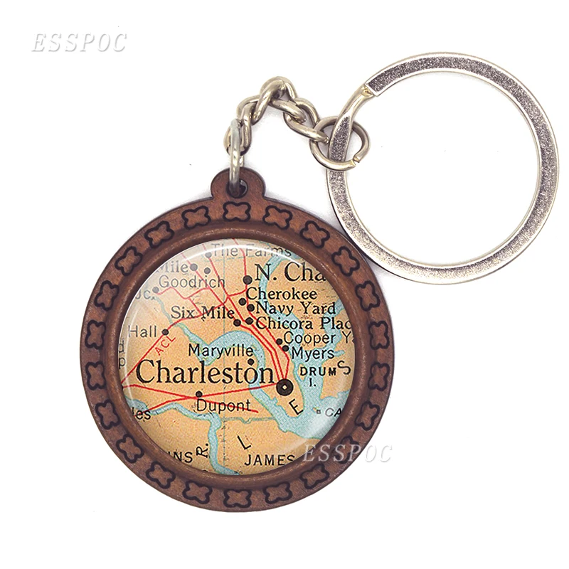 

Creative Photo Charleston South Carolina Map Pendant Portable Auto Accessories