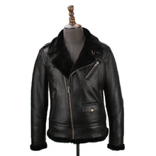 Прочитайте описание! Азиатский размер, супер качество, Теплая мужская кожаная куртка из натурального овечьего меха, военный бомбардировщик, Меховая куртка, M-565