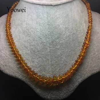 

Yoowei Baltic Amber Necklace for Women Genuine Square Amber Chain Necklace Special Gift Natural Amber Beaded Long Women Jewelry