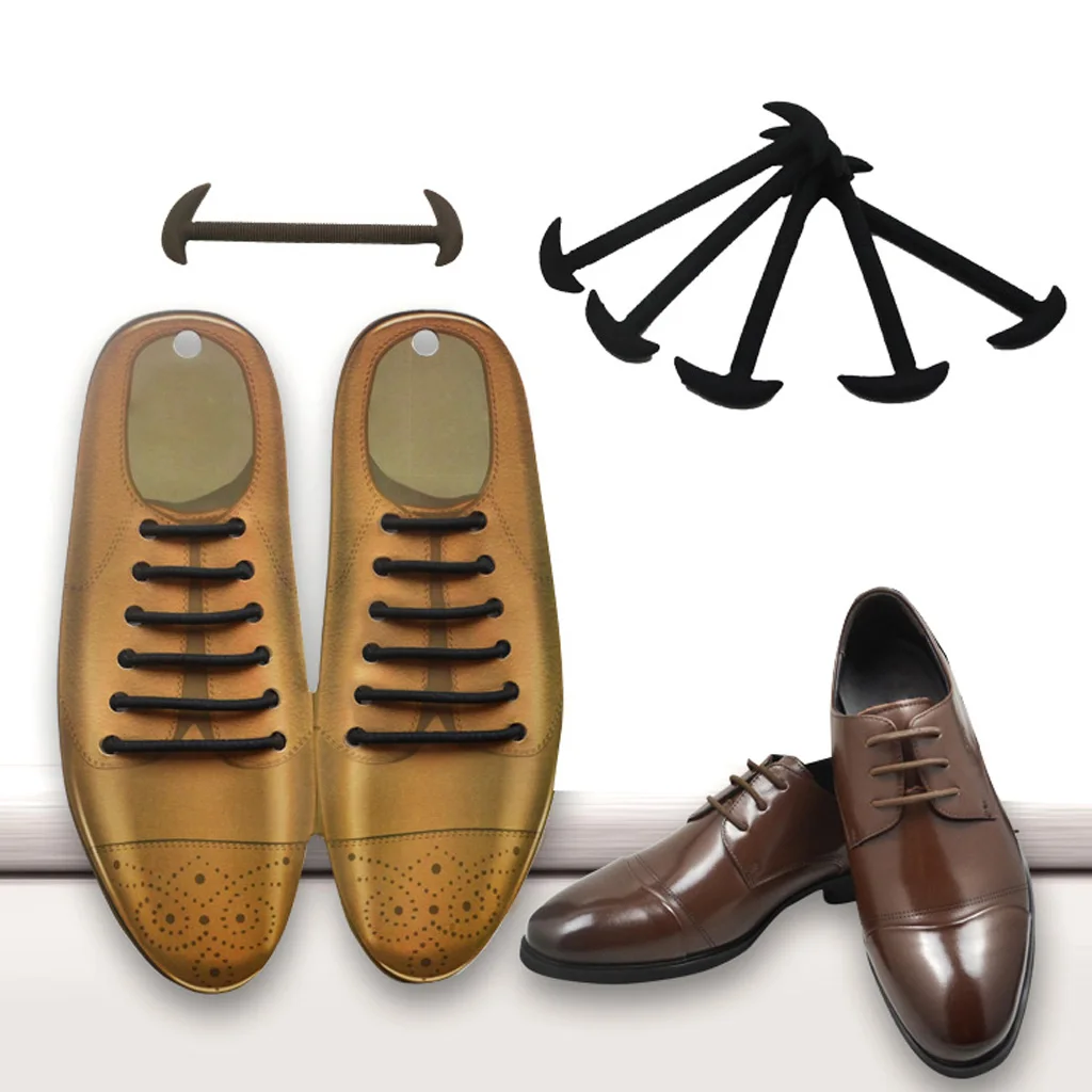 12 шт. в комплекте унисекс без шнурков для обуви эластичные силиконовые шнурки для мужской кожаной обуви