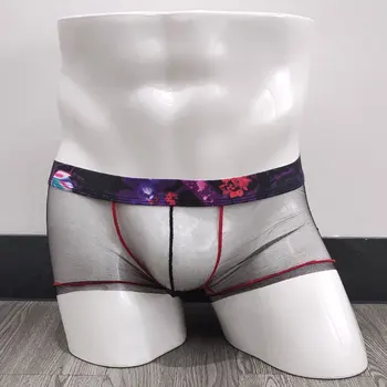 

Sexy Gay Underwear Men Mesh Boxers Shorts Man Ultra-thin Transparent Panties Low Waist Pouch Underpants cueca masculina M-XXL