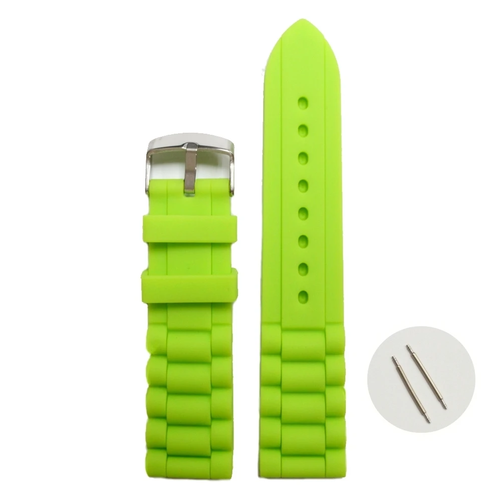 

20mm Neon Green Color Silicone Jelly Rubber Ladies Men Watch Band Straps