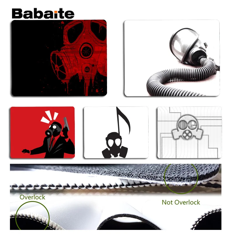 Babaite Non Slip PC Gas mask DIY Design Pattern Game mousepad Size for 18x22cm 25x29cm Rubber Mousemats