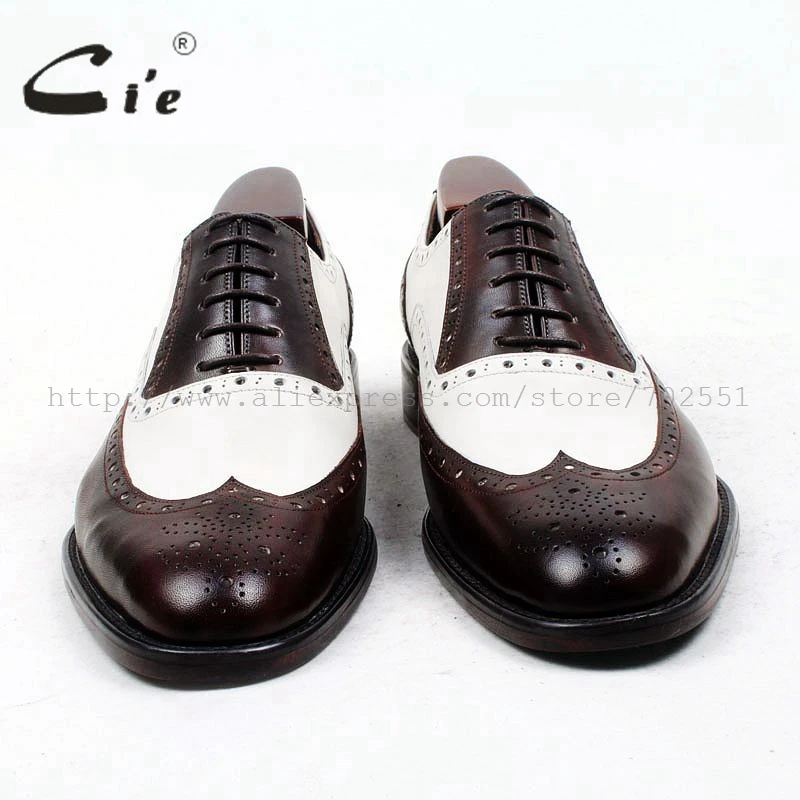 - cie round toe brown white bespoke men shoe custom handmade 100genuine calf leather outsole breathable mens oxford shoe ox438