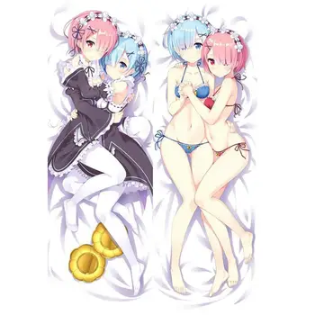 

Japanese 3D Double-sided Anime Re Zero Rem and Ram Throw Cute Otaku Dakimakura Gifts Bedding Hugging Body Pillow Case 150x50 CM