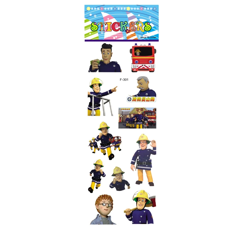 6 листов/комплект мультфильм Пожарный Сэм наклейки скрапбукинга для детей номеров домашнего декора дневник Тетрадь Label игрушка 3D стикер