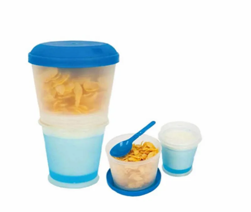 

Creative Breakfast Cup Oatmeal Cup Cereal To Go PP Material Snack Cup With Lid Foldable Spoon Food Container Keep Milk Cold
