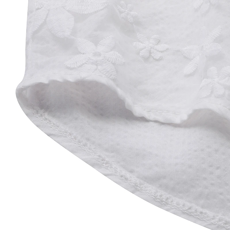 2018 S-5XL Women V-Neck Organza Long Shirts Oversized Tops Floral Embroidered Shirt Blouse White Lace Sweet Long Sleeve Blouse
