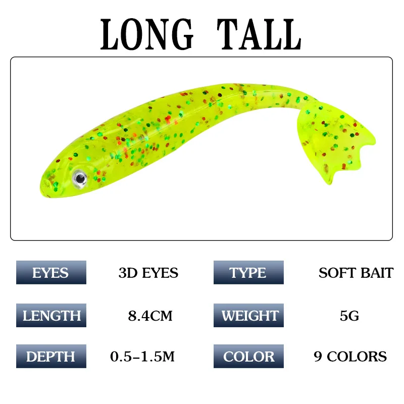 5 шт. 5 г/8,4 см флэш Т хвост мягкая искусственная приманка рыболовная приманка живот открытый весло хвост Swimbait бас гольян резиновая рыбка