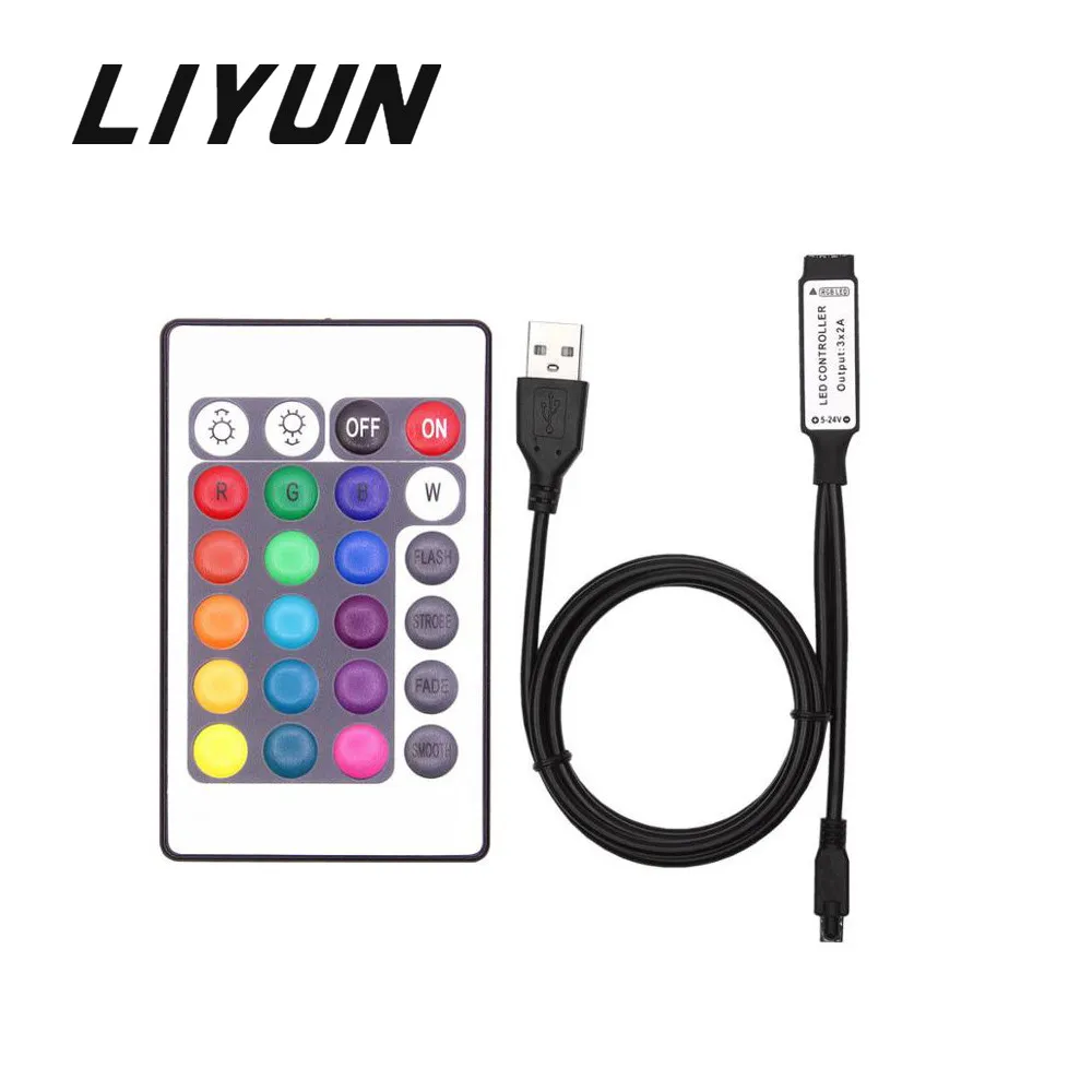DC 5V 24Key USB LED RGB Controller IR Remote Control LED Light Dimmer