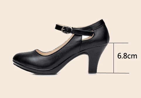 Женские удобные черные туфли из натуральной кожи на каблуке для работы; женские туфли-лодочки sy-767 - Цвет: Черный