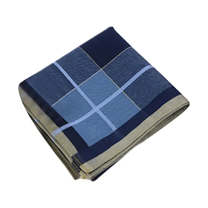 43x43 см, Мужской винтажный клетчатый полосатый хлопковый платок, глубокий цвет, карманный квадратный носовой платок, роскошное полотенце для сундуков, выпускной, свадебный подарок - Цвет: Deep Blue