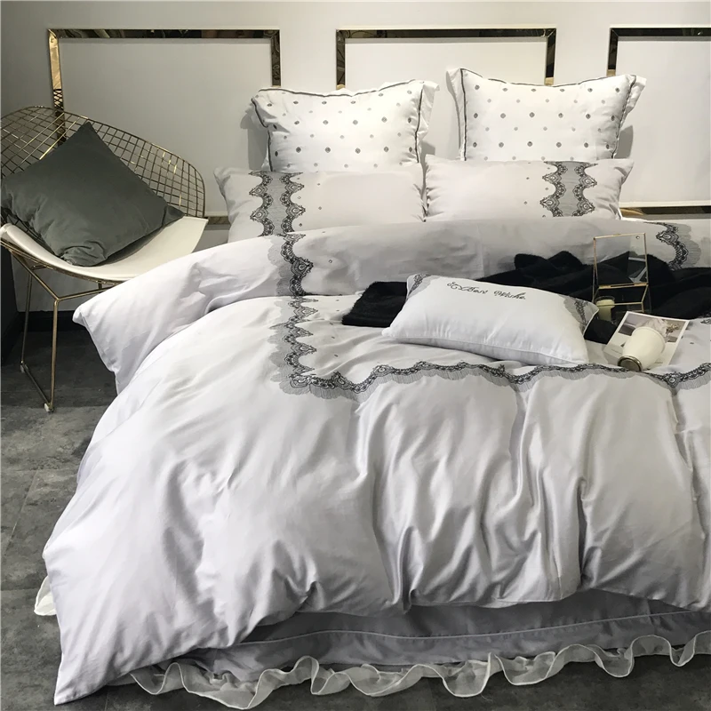 - 467Pcs Egypt Cotton Classical beauty luxury Bedding Set Embroidery Duvet cover set Bed Sheet Pillowcases Queen King Size