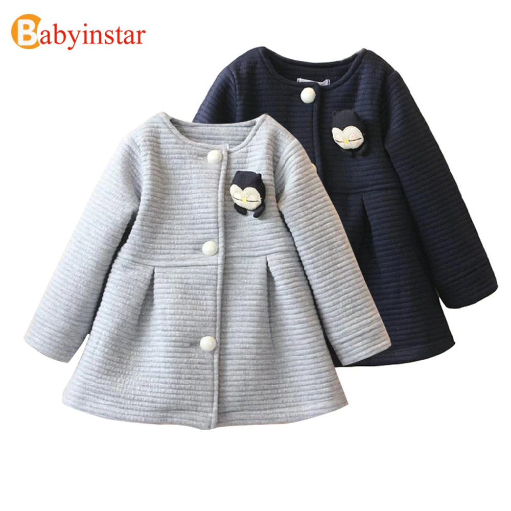 Achat Nouvelle Hiver Nouvelle Fille Manteaux À Manches Longues Bébé Fille Vestes Seule Rangée Bouton Kid Manteaux Coton Arc Noeud Fille vestes et Manteaux