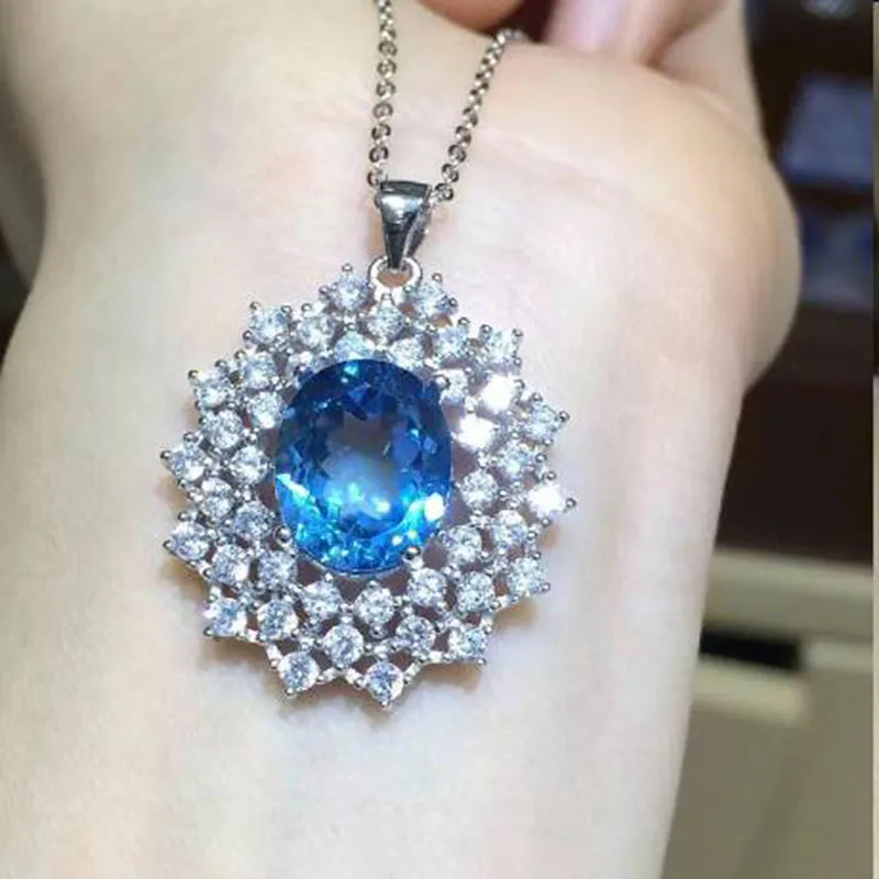 

2017 Qi Xuan_Blue Stone Simple Elegant Pendant Necklace_Real Blue Stone Necklace_Quality Guaranteed_Manufacturer Directly Sale
