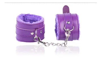 AUEXY Handcuffs Restraints Bondage Tools PU Leather Furry Comfortable Flirting Tool for Beginners Sex Toys For Couple 5