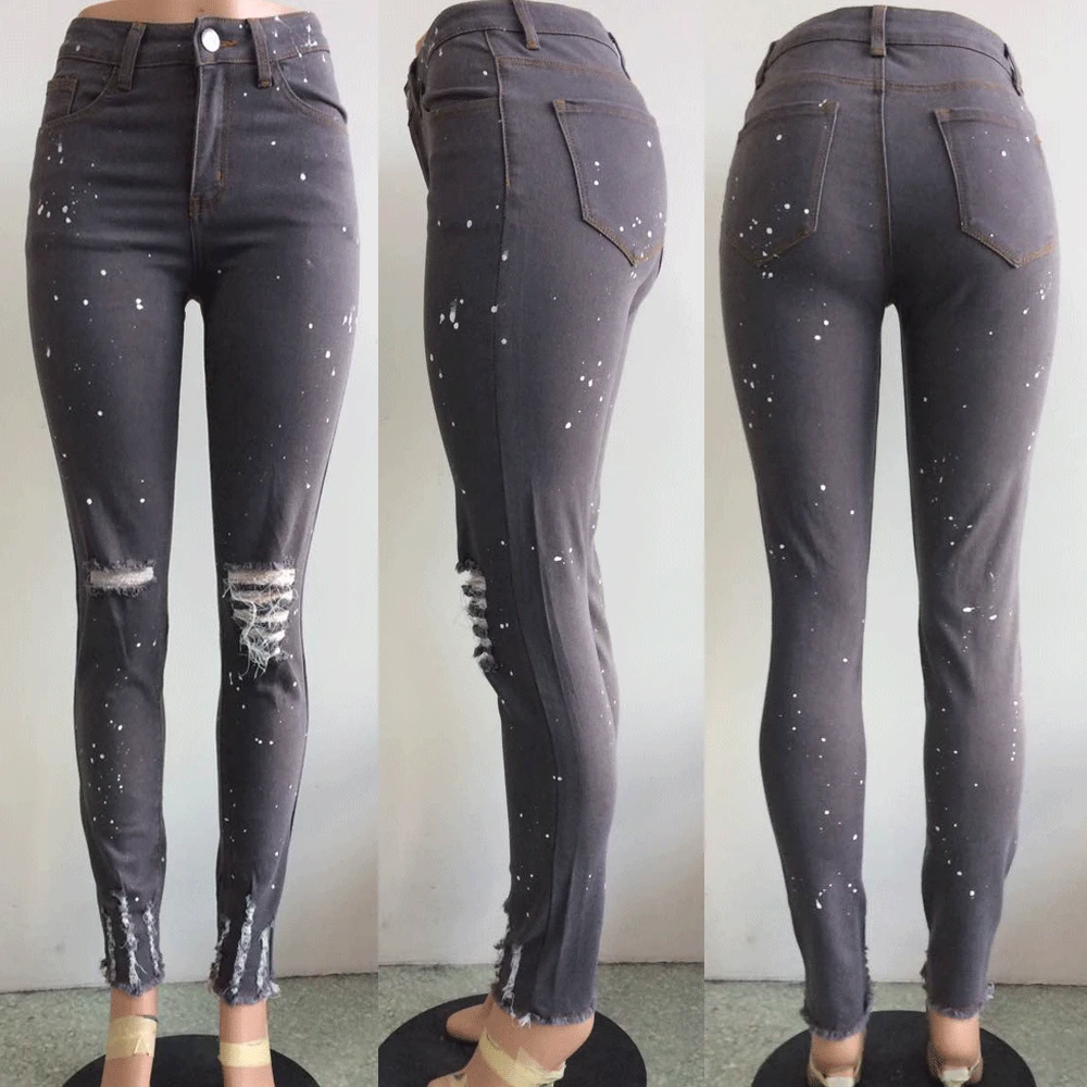 Джинсы для женщин в стиле бойфренд с высокой талией в горошек рваные джинсы для женщин обтягивающие джинсы размера плюс женские джинсы для мам