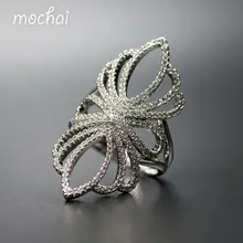 2016 Famous Brand Hot Design Exaggerated AAA Cubic Zirconia Hollow Big Flower Long Pary Rings For Women Jewellery Wholesale ZK30