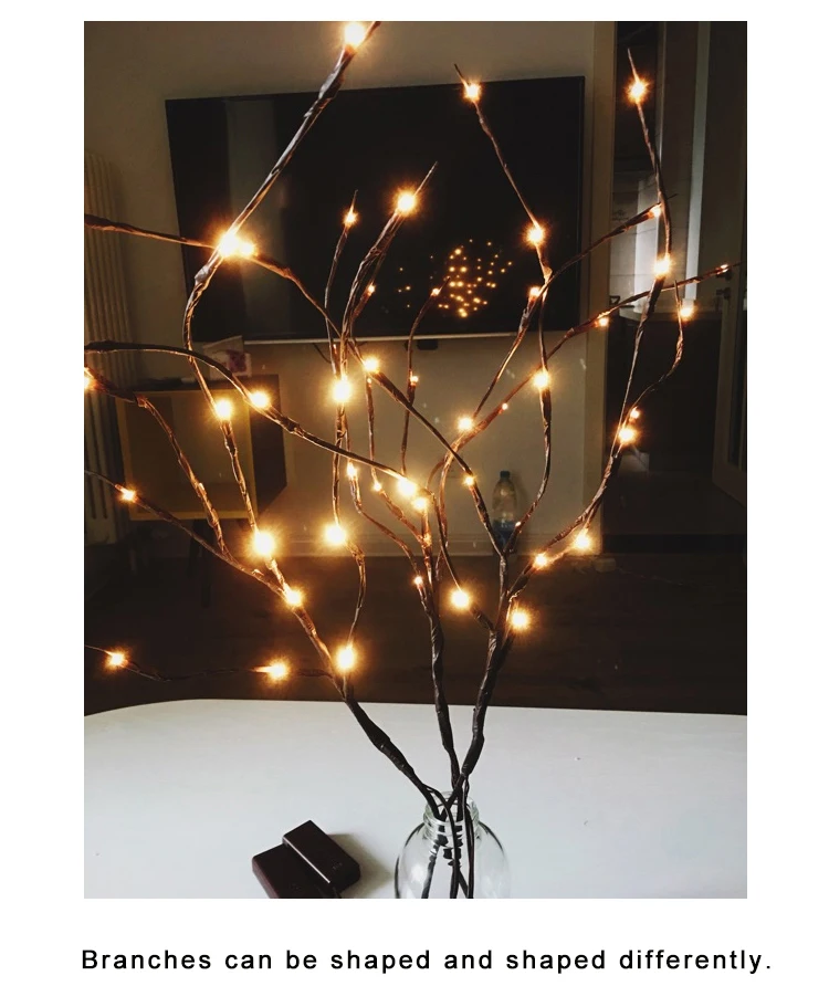 Огни Ночной елки 20 светодиодный ветка Ваза Свадьба Рождество романтический декор макет внутреннее украшение креативный маленький новизна лампа