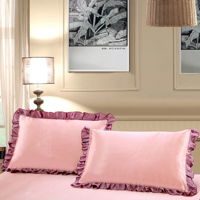 Buy luxury Silk Pillowcase lace Solid Pillow Case