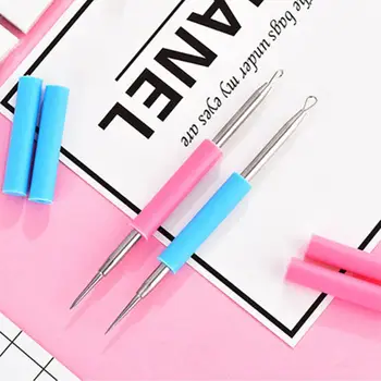 

2Pcs Double Headed Hygiene Stainless Steel Blackhead Acne Removal Extractors Silicone Sleeve Blemish Pimple Facial Cleaning Tool