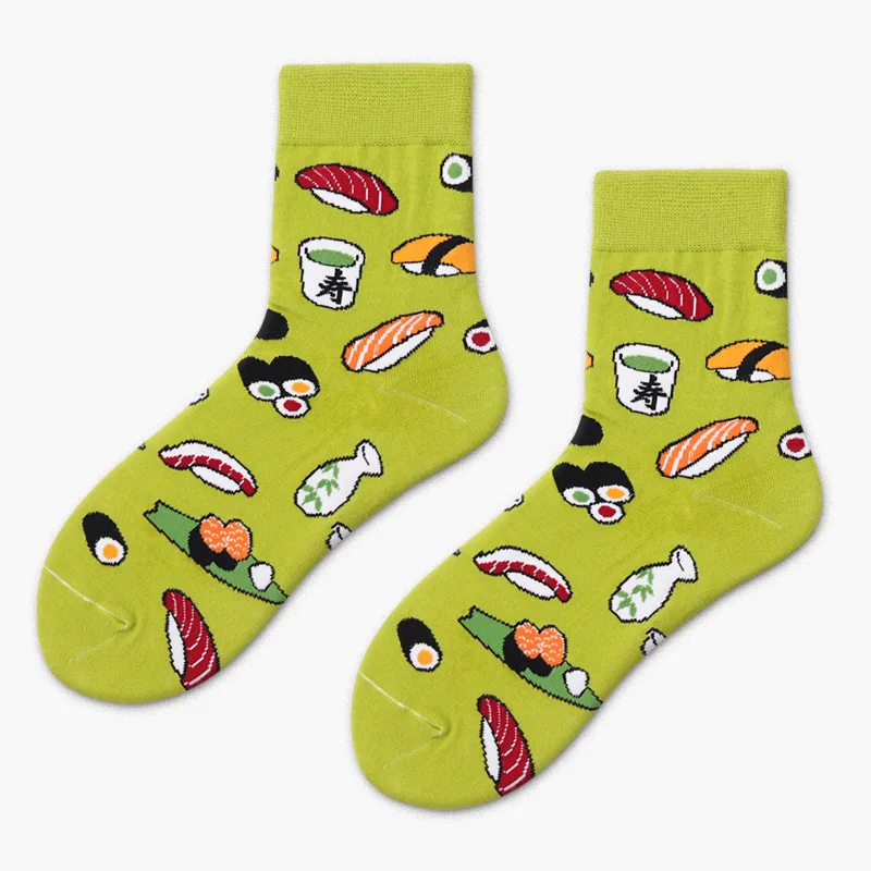 Японская еда суши Харадзюку конфеты носки для мужчин и женщин теплые носки счастливые Леди Короткие хлопковые сумасшедшие женские милые носки для подарка - Цвет: Sushi Green