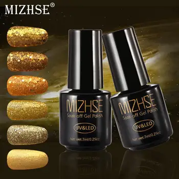 

MIZHSE 7ml UV Gel Nail Polish Gold Glitter Sequins Powder Hybrid Varnish For Nails Vernis Semi Permanent Acryl Gel Lak Lacquer