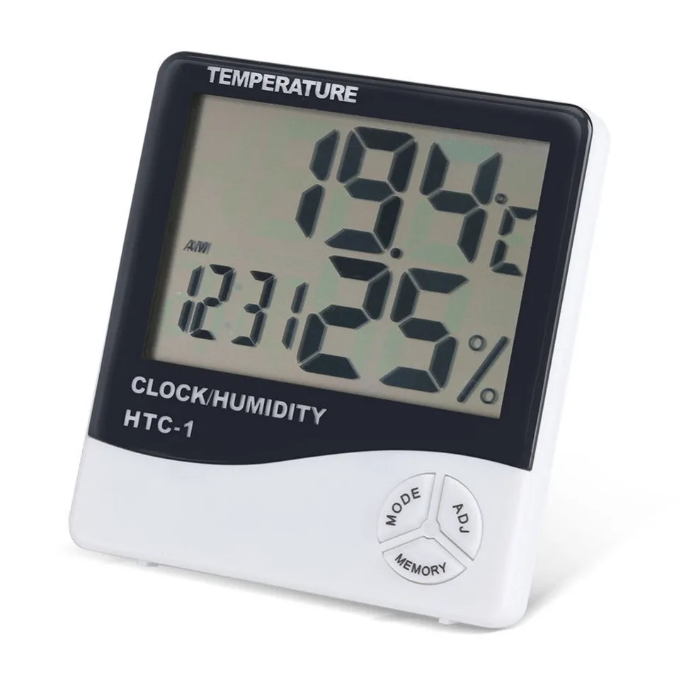 

Selling Indoor Room LCD Electronic Temperature Humidity Meter Digital Thermometer Hygrometer Weather Station Alarm Clock HTC-1