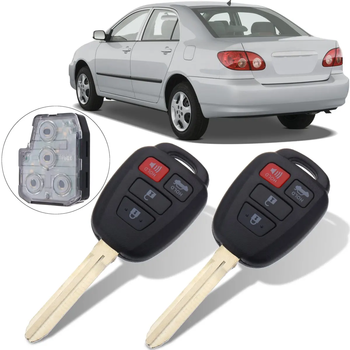 

2Pcs #HYQ12BEL #HYQ12BDM 3+1 Buttons Keyless Entry Remote Fob Key w/ H Chip For Toyota Camry Corolla 2014 2015 2016 2017
