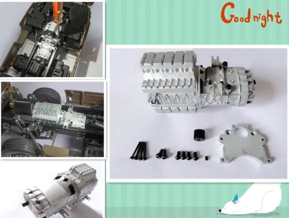 Металлический инженерный трактор самосвал коробка передач RC Carbon Brushed 1/14 1/12 1/10 Tamiya