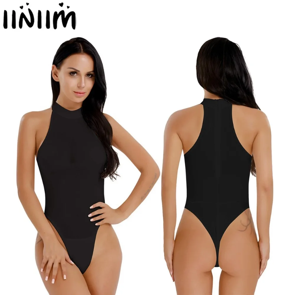 

iiniim Women Lingerie Sexy Teddies Catsuit Transparent See through Open Butt High Cut Crotchless Thong Leotard Bodysuit Jumpsuit
