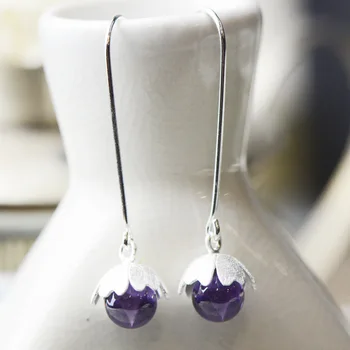 

inlaid fashion beautiful original drawing buds long earrings ms natural amethyst tremella act the role ofing is tasted