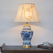 Винтажная настольная лампа для спальни, китайская настольная лампа для кабинета, гостиной, для свадебного украшения, фарфоровая керамическая Винтажная настольная лампа